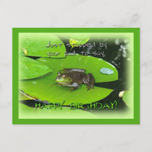 Happy Birthday Greeting - Bullfrog op Lily Pad Briefkaart
