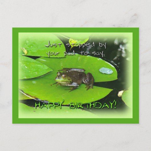 Happy Birthday Greeting - Bullfrog op Lily Pad Briefkaart (Voorkant)