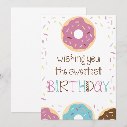 Happy Birthday Greeting Card for Girls with Donuts (Voorkant / Achterkant)