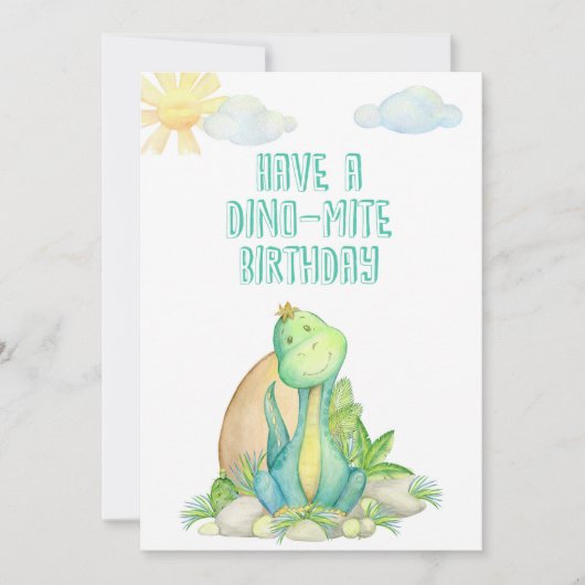 Happy Birthday Greeting Card with Dino for Kids (Voorkant)