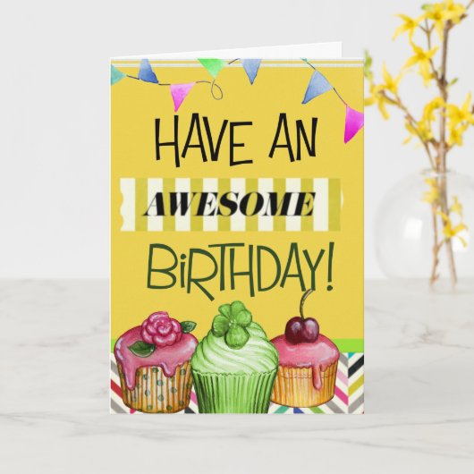 Happy Birthday Greeting Kaart (Gele Bloem)