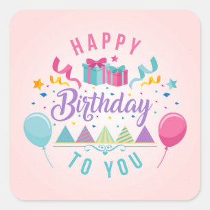 Happy Birthday Greeting Vierkante Sticker
