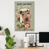 Happy Birthday Greetings Airedale doodsbanker Poster (Thuiskantoor)