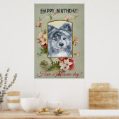 Happy Birthday Greetings Akita inu brindle Poster (Keuken)