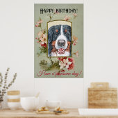 Happy Birthday Greetings Bernese Mountain Dog Poster (Keuken)