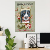 Happy Birthday Greetings Bernese Mountain Dog Poster (Thuiskantoor)