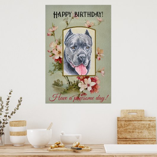 Happy Birthday Greetings Cane corso Poster (Keuken)