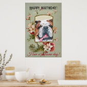 Happy Birthday Greetings English bulldog Poster (Keuken)