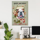 Happy Birthday Greetings English bulldog Poster (Thuiskantoor)