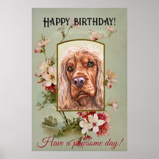 Happy Birthday Greetings English cocker spaniel Poster (Voorkant)
