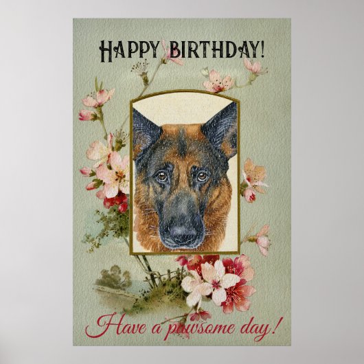 Happy Birthday Greetings German shepherd Poster (Voorkant)