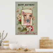 Happy Birthday Greetings Italiaans Greyhound Poster (Keuken)