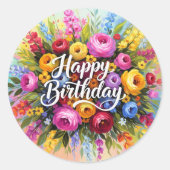 Happy Birthday Greetings Ronde Sticker (Voorkant)