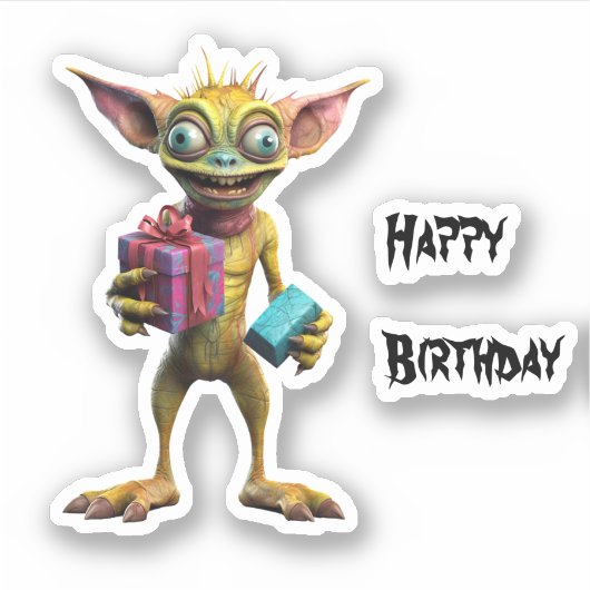 Happy Birthday Gremlin Sticker (Voorkant)