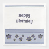 Happy Birthday Grey Blue Paper Napkins Servet (Voorkant)