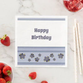 Happy Birthday Grey Blue Paper Napkins Servet