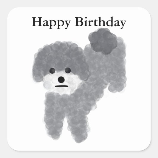 Happy Birthday Grey Podle #2 Stickers (Voorkant)