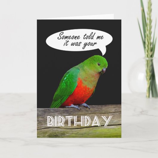 Happy Birthday groen en rood King Parrot Kaart (Voorkant)