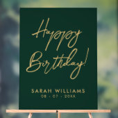 Happy Birthday Groen Goud Modern Script Acryl Bord (Neutraal)