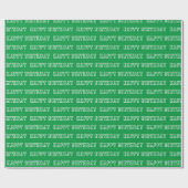Happy Birthday-groen modern typografische patroon Cadeaupapier (Vlak)