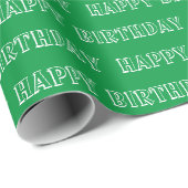 Happy Birthday-groen modern typografische patroon Cadeaupapier (Rol Hoek)
