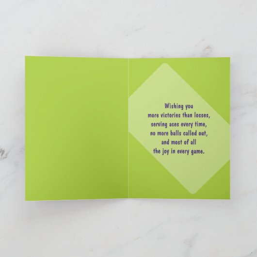 Happy Birthday, groen 🎾Tennis Birthday 🎉 Kaart (Binnen)