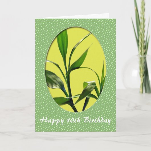 Happy Birthday, groene bamboebladeren met geluk Kaart (Voorkant)