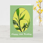 Happy Birthday, groene bamboebladeren met geluk Kaart (Gele Bloem)