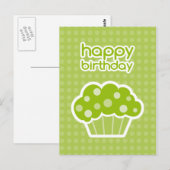 Happy Birthday Groene Cupcake briefkaart (Voorkant / Achterkant)