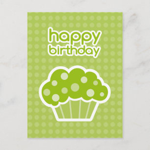 Happy Birthday Groene Cupcake briefkaart