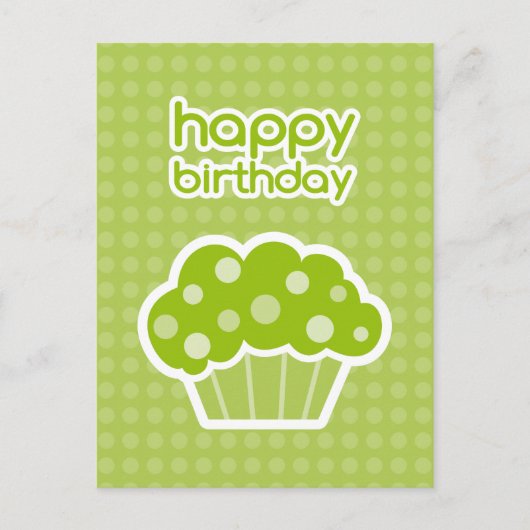Happy Birthday Groene Cupcake briefkaart (Voorkant)