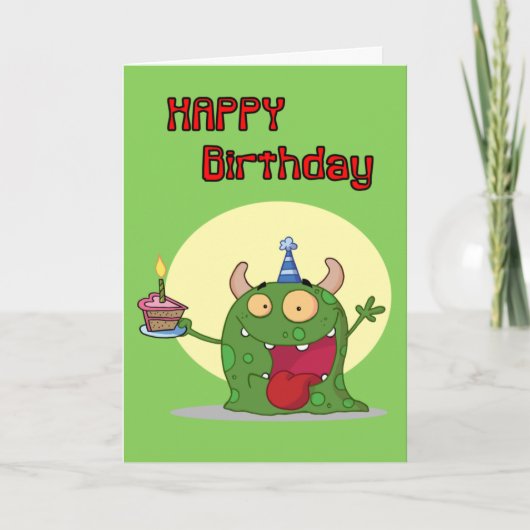 Happy Birthday Groene Monster Kaart (Voorkant)