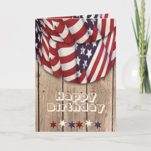 Happy Birthday Groeten Rood, Wit en Blauw Kaart (Voorkant)