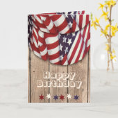 Happy Birthday Groeten Rood, Wit en Blauw Kaart (Gele Bloem)