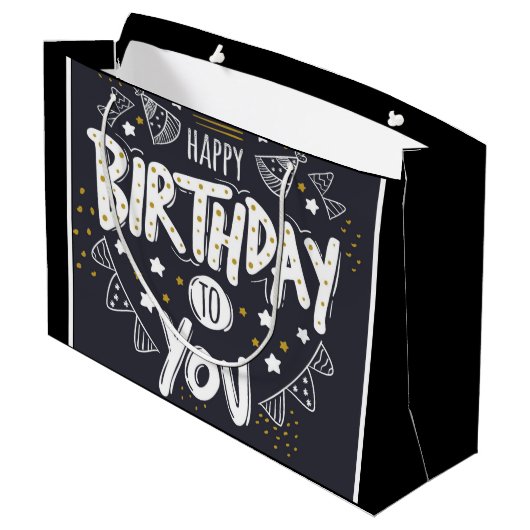 Happy Birthday Groot Cadeauzakje (Achterkant Gekanteld)