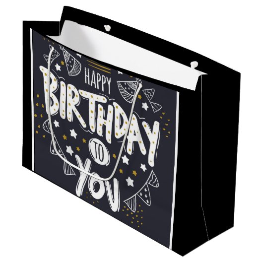 Happy Birthday Groot Cadeauzakje (Voorkant Gekanteld)