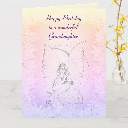 Happy Birthday Grootdochter Fairy design Kaart (Gele Bloem)