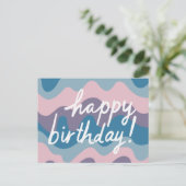 HAPPY BIRTHDAY Groovy Kleurrijke Wavy Stripes Briefkaart (Staand voorkant)