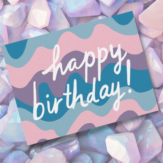 HAPPY BIRTHDAY Groovy Kleurrijke Wavy Stripes Briefkaart