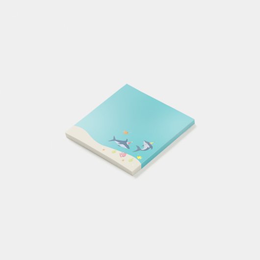 Happy Birthday Grote witte haai Cartoon Post-it® Notes (Schuin)