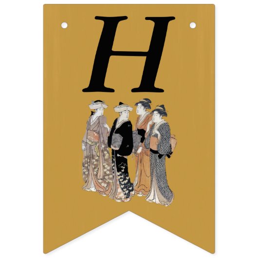 Happy Birthday Group  Geisha Dames Japan Vlaggetjes (Eerste vlag)