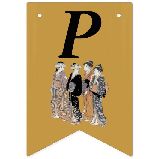 Happy Birthday Group Geisha Dames Japan Vlaggetjes (Derde vlag)