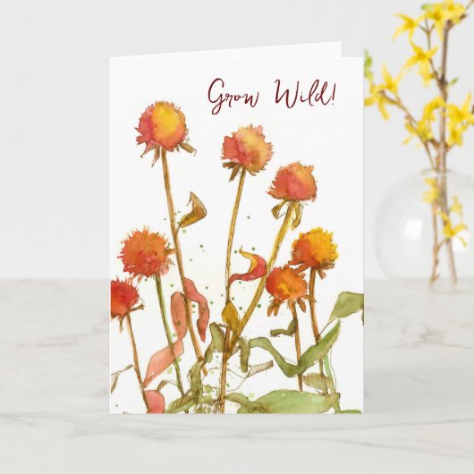 Happy Birthday Grow Wild Planten Sinaasappel Wildb Kaart (Gele Bloem)