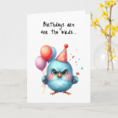 Happy Birthday Grumpy Bird Balloons Party Pet Kaart (Gele Bloem)