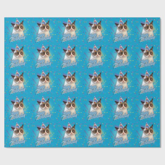 Happy Birthday Grumpy Cat Cadeaupapier (Vlak)