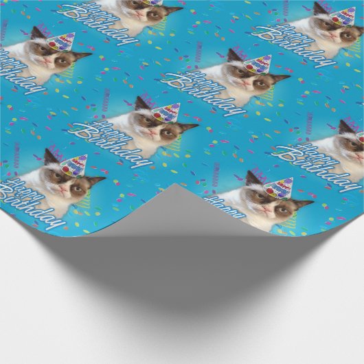 Happy Birthday Grumpy Cat Cadeaupapier (Hoek)