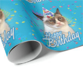 Happy Birthday Grumpy Cat Cadeaupapier (Rol Hoek)