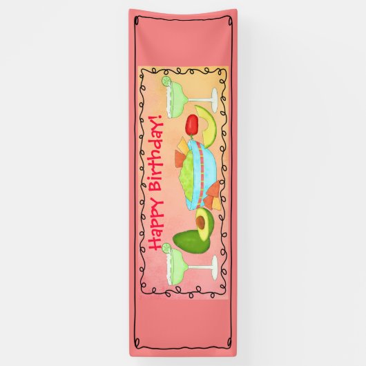 Happy Birthday Guacamole Margarita Custom Spandoek (Verticaal)