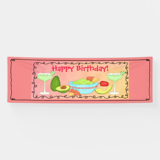 Happy Birthday Guacamole Margarita Custom Spandoek (Horizontaal)