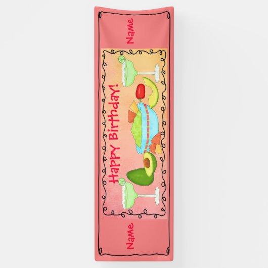 Happy Birthday Guacamole Margarita Custom Spandoek (Verticaal)